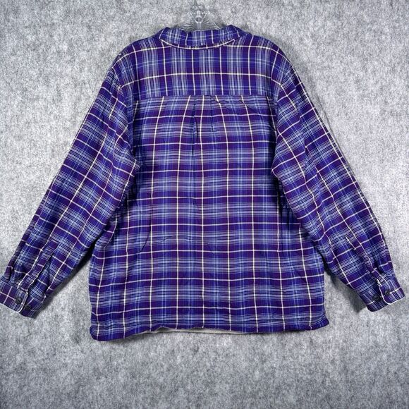 LL Bean Flannel Shirt Womens XL Purple Fleece Lined Long Sleeve Shacket - Picture 12 of 12
